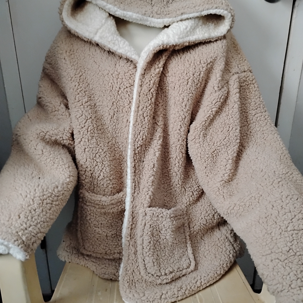 Cozy Tan Furr Sherpa Hooded Jacket (Love Tree)